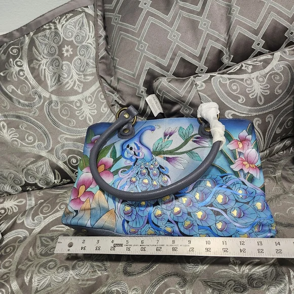 Anuschka Midnight Peacock Purse And WalletHandpainted Genuine Leather